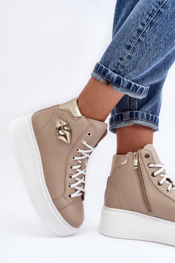 Freizeitschuhe Groß mit Reißverschlüssen Lemar Beige Katerin