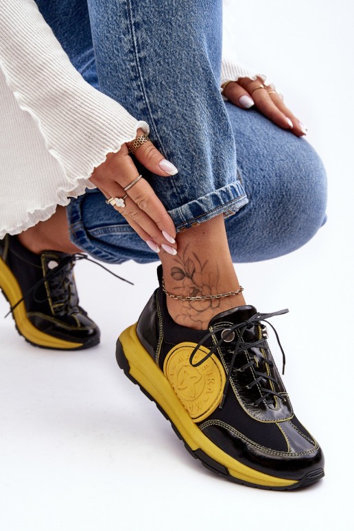 Feminin Turnschuhe Haut Es mussciejka 06295-01 SchZuarz und-gelbe Farbe Feminin Turnschuhe Haut Es mussciejka 06295-01 SchZuarz und-gelbe Farbe