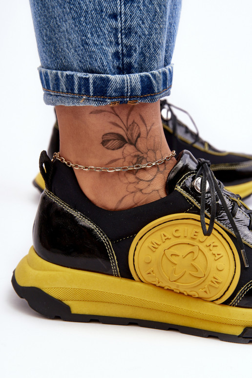 Feminin Turnschuhe Haut Es mussciejka 06295-01 SchZuarz und-gelbe Farbe Feminin Turnschuhe Haut Es mussciejka 06295-01 SchZuarz und-gelbe Farbe