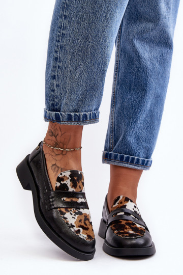 Haut Schuhe Mokassins für Damen Es mussciejka 06250-01 schZuarze Farbe