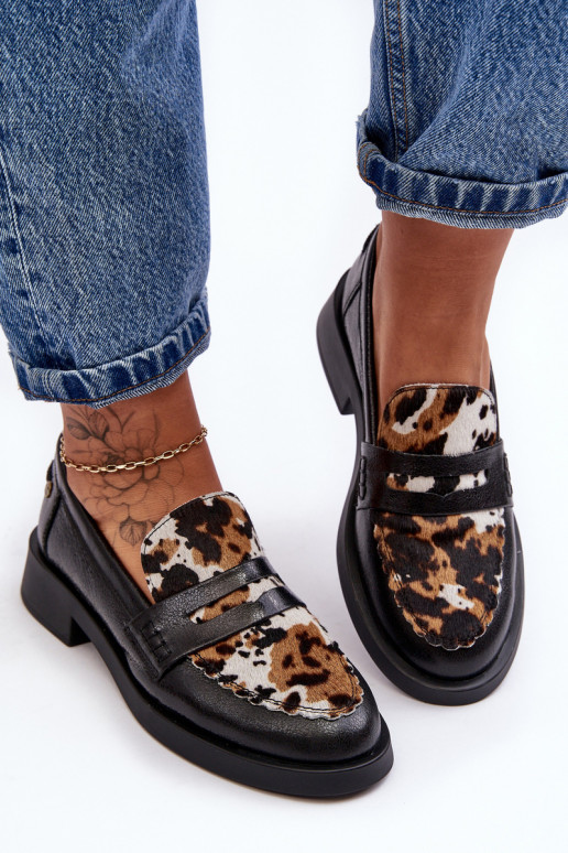 Haut Schuhe Mokassins für Damen Es mussciejka 06250-01 schZuarze Farbe Haut Schuhe Mokassins für Damen Es mussciejka 06250-01 schZuarze Farbe