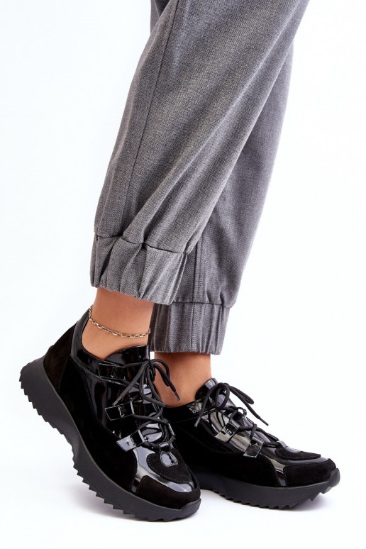 Haut mit Lackeffekt Turnschuhe Feminin M01/2 Zazoo schZuarze Farbe Haut mit Lackeffekt Turnschuhe Feminin M01/2 Zazoo schZuarze Farbe