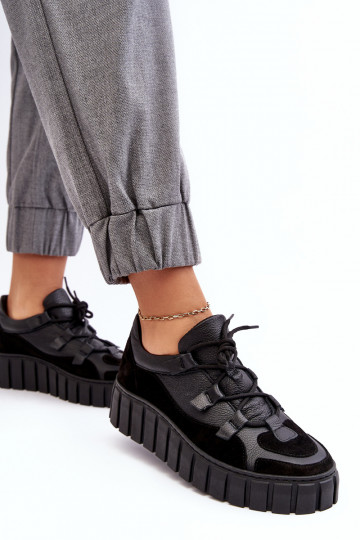 Feminin Haut Turnschuhe mit einer Plattform M01/1 Zazoo schZuarze Farbe