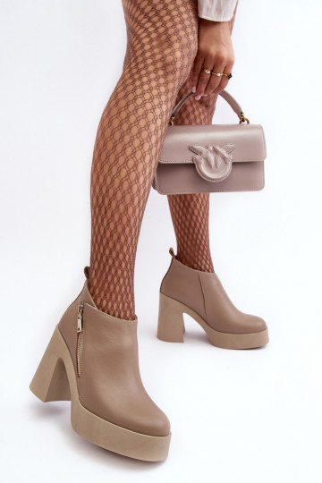 Damenstiefel Auf einer riesigen Stange mit Reißverschlüssen 1755 Zazoo Beige