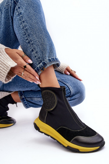 Damenstiefel mit Reißverschlüssen Es mussciejka 06297-01 schZuarze Farbe