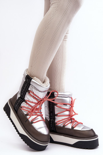 Schneestiefel Feminin Auf dicker Sohle Vegan D.Franklin DFSH371006 Silberfarbe 2