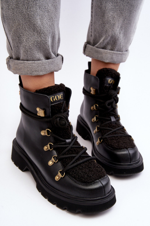 Haut Stiefel Schuhe Feminin GOE MM2N4082 schZuarze Farbe