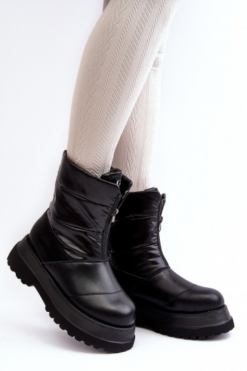 Damen Schneeschuhe mit dicker Sohle und Reißverschluss GOE MM2N4078 schwarze Farbe 2