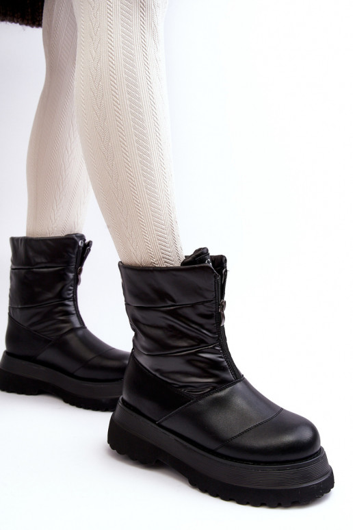 Schneestiefel Feminin Auf dicker Sohle mit Reißverschlüssen GOE MM2N4078 schZuarze Farbe Schneestiefel Feminin Auf dicker Sohle mit Reißverschlüssen GOE MM2N4078 schZuarze Farbe