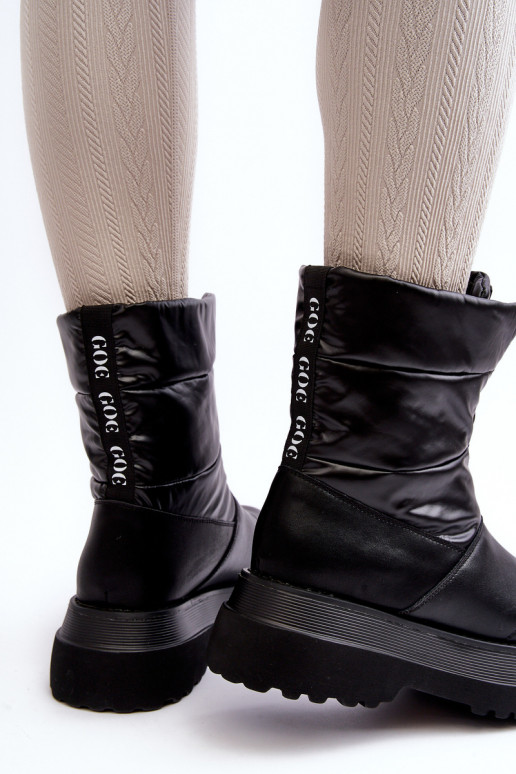 Schneestiefel Feminin Auf dicker Sohle mit Reißverschlüssen GOE MM2N4078 schZuarze Farbe Schneestiefel Feminin Auf dicker Sohle mit Reißverschlüssen GOE MM2N4078 schZuarze Farbe