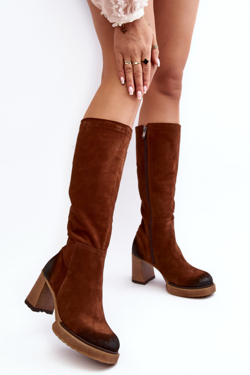 aus INildleder Damenstiefel mit Absätzen Gegen die Straße Lemar dunkelbraun Ceraxa