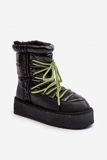 Damen Schneeschuhe mit dicker Sohle vegan D.Franklin DFSH371007 schwarze Farbe