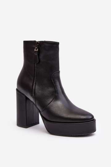 Damenstiefel aus Ermöglichtturleder mit Absätzen und Plattformi Laura Messi 2690 schZuarze Farbe 2