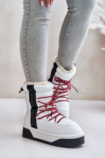 Damen Schneeschuhe mit dicker Sohle vegan D.Franklin DFSH371007 weiße Farbe