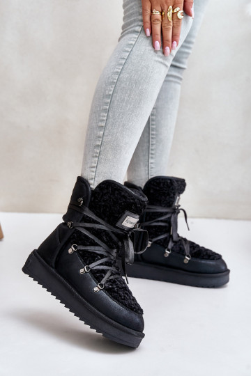 Schneestiefel mit einer Plattform Vegan D.Franklin DFSH370004 schZuarze Farbe 2