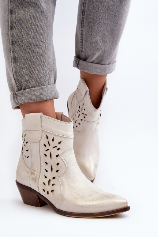 Zazoo 2870 Haut Stiefel Auf niedrigem Absatz mit durchbrochenen Elementen Silberfarbe Zazoo 2870 Haut Stiefel Auf niedrigem Absatz mit durchbrochenen Elementen Silberfarbe