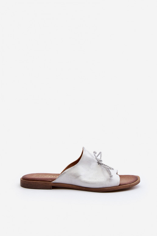 Zazoo 2659 Lederhausschuhe Feminin Silberfarbe Zazoo 2659 Lederhausschuhe Feminin Silberfarbe