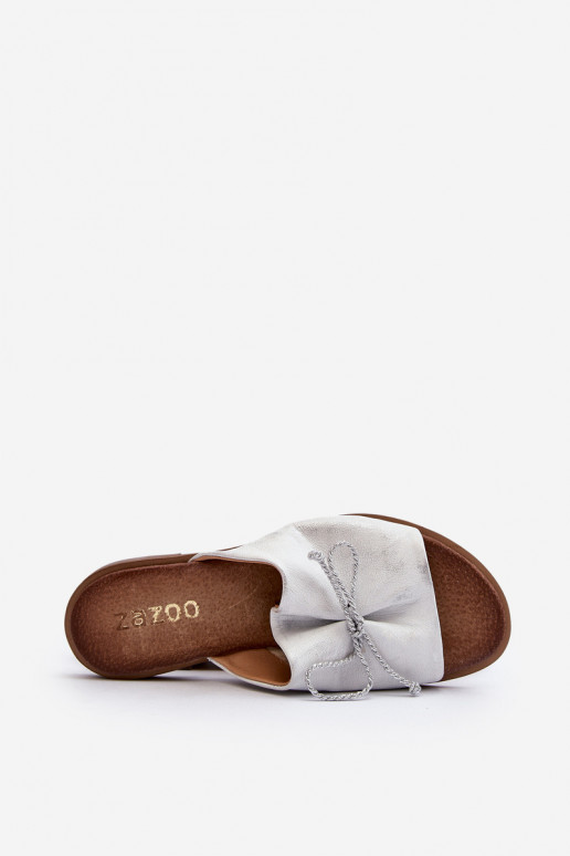 Zazoo 2659 Lederhausschuhe Feminin Silberfarbe Zazoo 2659 Lederhausschuhe Feminin Silberfarbe