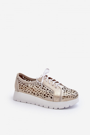 Zazoo 2821 Haut Schuhe Feminin mit durchbrochenen Elementen goldene Farbe 2