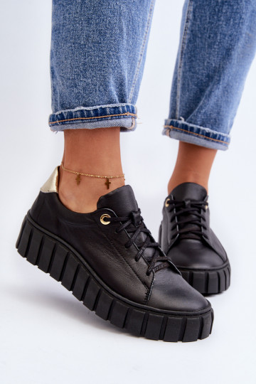 Zazoo 2919 Feminin Haut Schuhe Auf dicker Sohle schZuarze Farbe