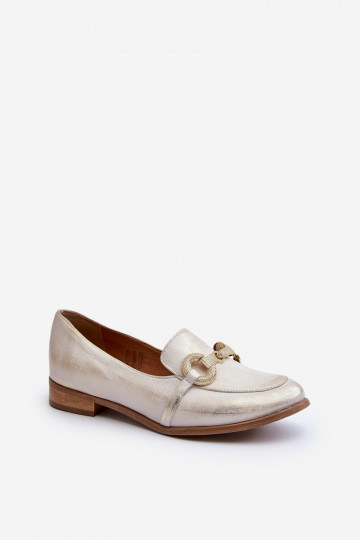 Zazoo 2880 Feminin Mokassins Haut mit Ornamenten goldene Farbe
