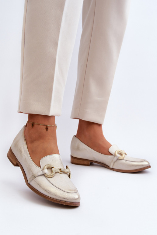 Zazoo 2880 Feminin Mokassins Haut mit Ornamenten goldene Farbe Zazoo 2880 Feminin Mokassins Haut mit Ornamenten goldene Farbe