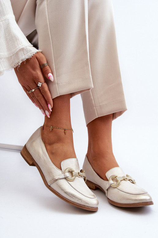 Zazoo 2880 Feminin Mokassins Haut mit Ornamenten goldene Farbe Zazoo 2880 Feminin Mokassins Haut mit Ornamenten goldene Farbe