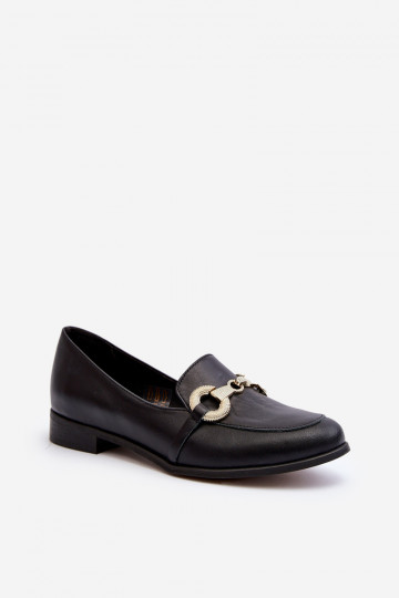 Zazoo 2880 Damen-Ledermokassins mit Ornamenten in Schwarz