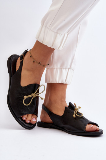 Zazoo 2898 Haut Flache Sandalen schZuarze Farbe 2