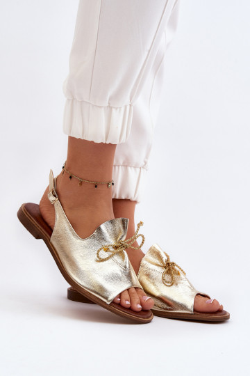 Zazoo 2898 Haut Flache Sandalen goldene Farbe 2