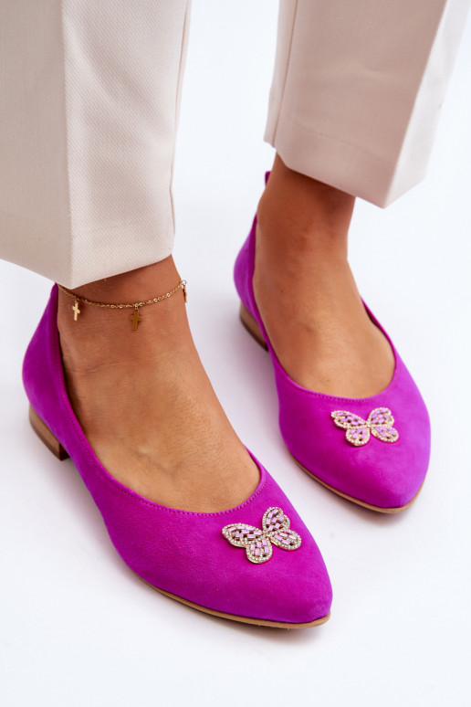 Zazoo 2887 Ballerinas aus INildleder Mit Dekorationen Schmetterlingem pinke Farbe Zazoo 2887 Ballerinas aus INildleder Mit Dekorationen Schmetterlingem pinke Farbe