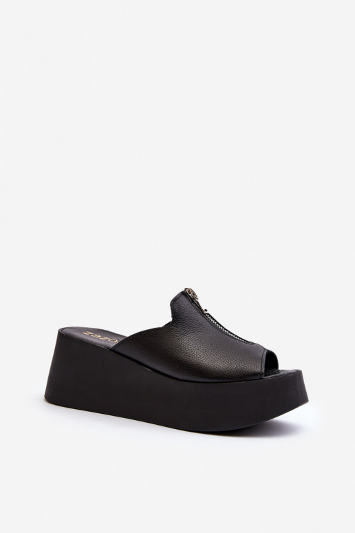 Zazoo 2916 Feminin Hausschuhe mit einer Plattform mit Reißverschlüssen schZuarze Farbe Zazoo 2916 Feminin Hausschuhe mit einer Plattform mit Reißverschlüssen schZuarze Farbe