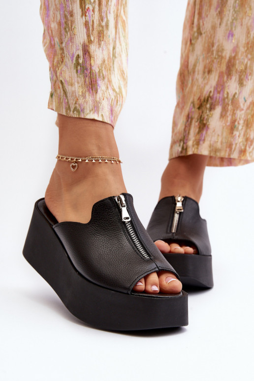 Zazoo 2916 Feminin Hausschuhe mit einer Plattform mit Reißverschlüssen schZuarze Farbe Zazoo 2916 Feminin Hausschuhe mit einer Plattform mit Reißverschlüssen schZuarze Farbe