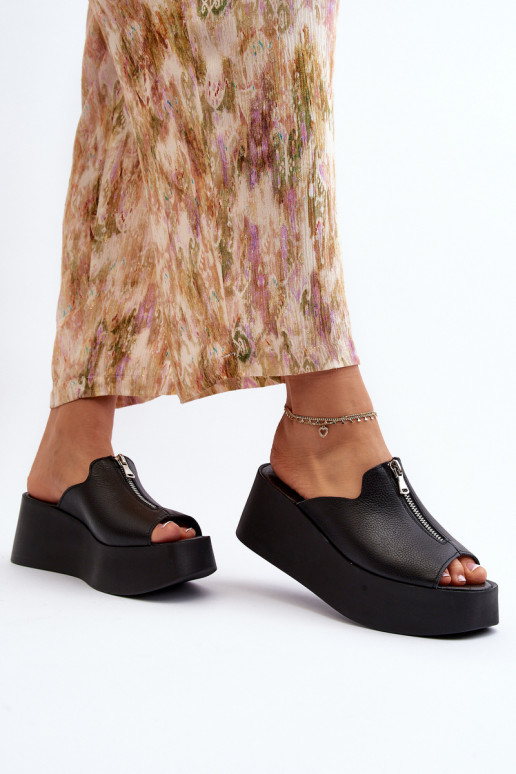 Zazoo 2916 Feminin Hausschuhe mit einer Plattform mit Reißverschlüssen schZuarze Farbe Zazoo 2916 Feminin Hausschuhe mit einer Plattform mit Reißverschlüssen schZuarze Farbe