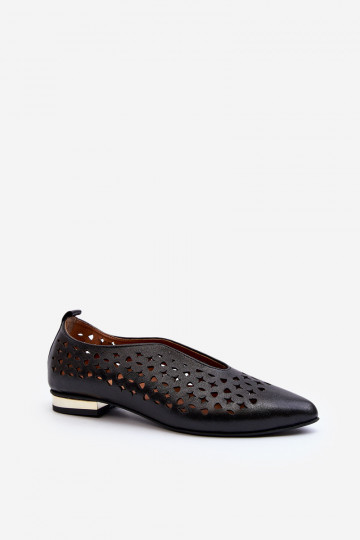 Zazoo 2883 Durchbrochene Ballerinas Aus Ermöglichtturleder schZuarze Farbe 2