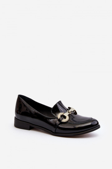 Zazoo 2880 Damen Mokassins mit Lackeffekt und Ornamenten, schwarz
