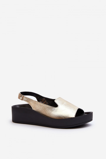 Zazoo 2893 Leder Damen Sandalen mit dicker Sohle, golden