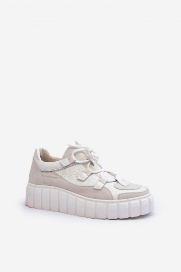 Feminin Haut Turnschuhe mit einer Plattform M01/1 Zazoo elfenbeinfarbe