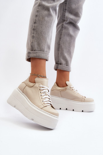 Zazoo 10165 Turnschuhe Feminin mit einer Plattform Beige 2