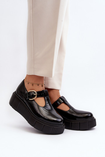 Zazoo 20102 Modisch mit Lackeffekt Schuhe mit einer Plattform schZuarze Farbe 2