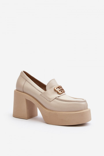 Zazoo 20170 Schuhe Haut Feminin mit Absätzen elfenbeinfarbe 2