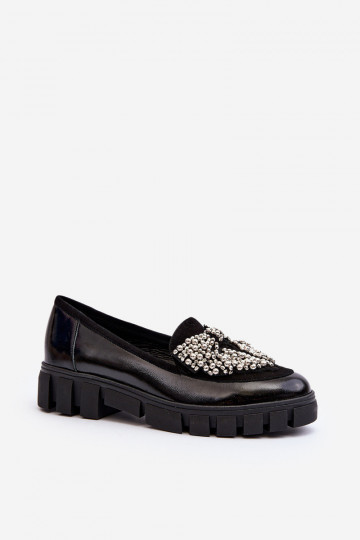 Lackierte Damenmokassins Laura Messi 2785 in Schwarz
