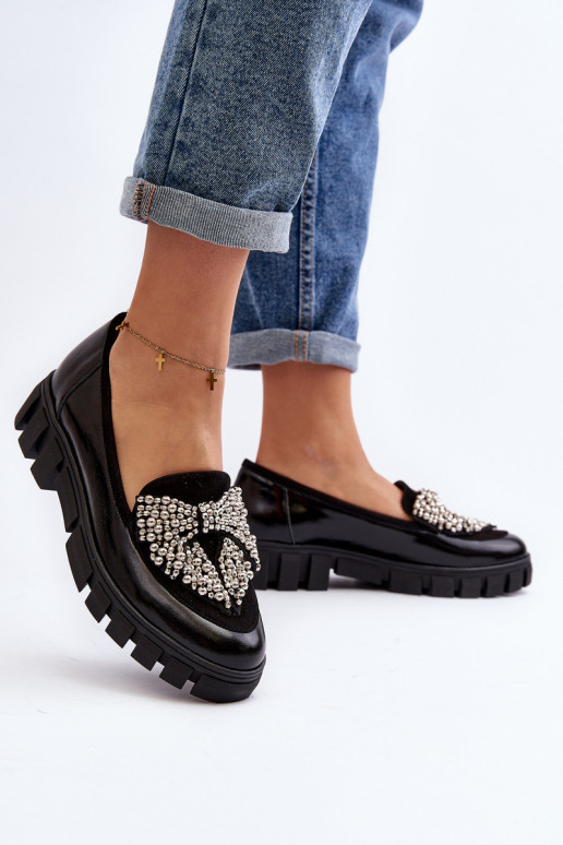 Lackierte Mokassins Feminin Laura Messi 2785 schZuarze Farbe Lackierte Mokassins Feminin Laura Messi 2785 schZuarze Farbe