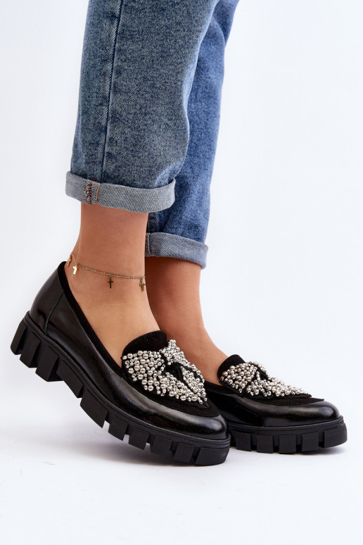 Lackierte Mokassins Feminin Laura Messi 2785 schZuarze Farbe Lackierte Mokassins Feminin Laura Messi 2785 schZuarze Farbe