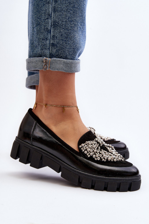 Lackierte Mokassins Feminin Laura Messi 2785 schZuarze Farbe Lackierte Mokassins Feminin Laura Messi 2785 schZuarze Farbe