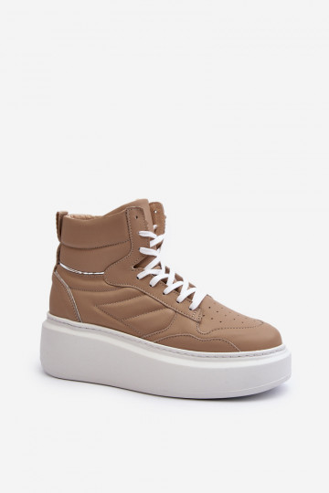 Zazoo 3392/X Feminin Haut Turnschuhe mit einer Plattform Beige 2
