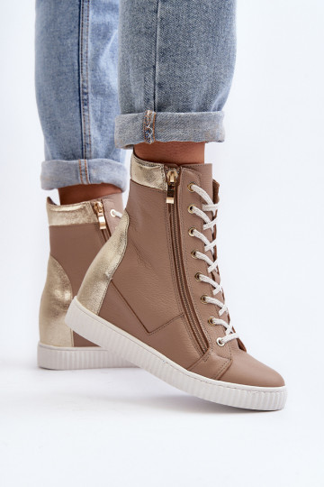 Zazoo 3081 Haut Freizeitschuhe Auf einem Keil Beige
