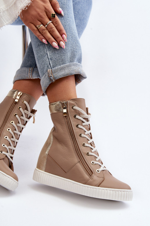 Zazoo 3081 Haut Freizeitschuhe Auf einem Keil Beige Zazoo 3081 Haut Freizeitschuhe Auf einem Keil Beige