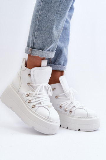 Zazoo 3416 Damen Leder-Sneaker in Weiß 2