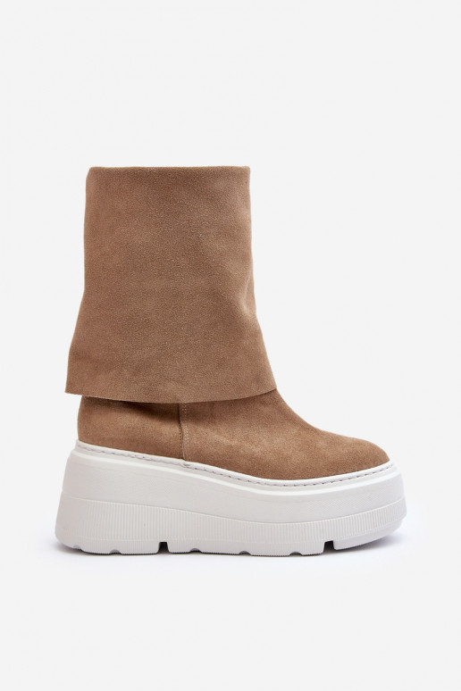 Zazoo 3410 aus INildleder Feminin Stiefel mit einer Plattform Beige Zazoo 3410 aus INildleder Feminin Stiefel mit einer Plattform Beige